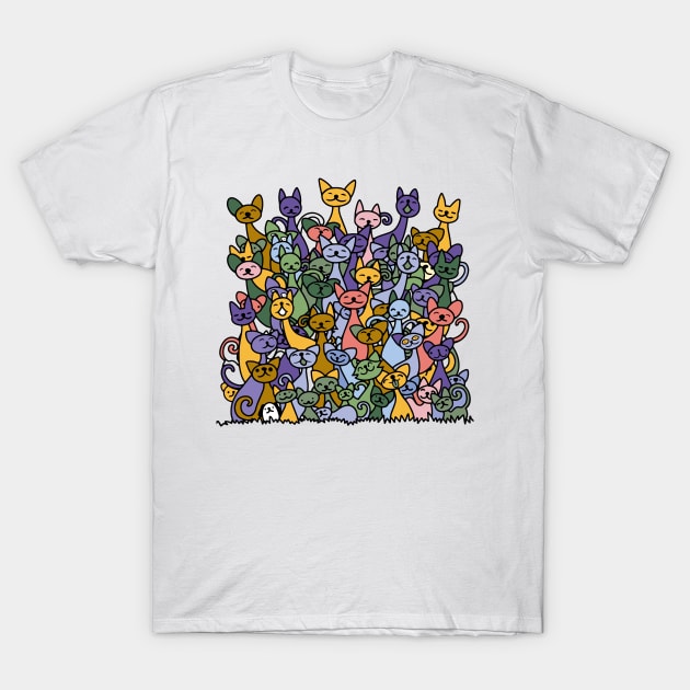 doodle cats pile T-Shirt by Mako Design 